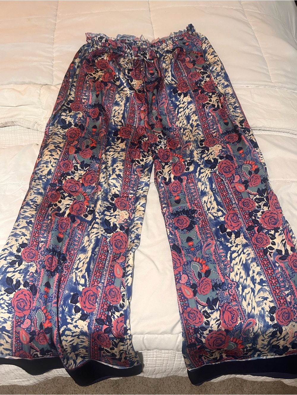 Free People Pink & Blue Floral Wide-Leg Satin Pajamas - Picture 6 of 6